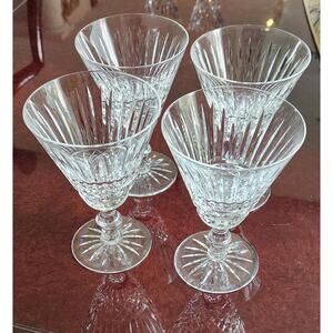 A set of 4 Waterford Crystal Tramore Cut Water Goblets, Irish Blown Glass
